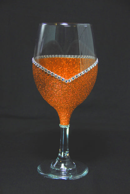 Classy Glassy Bling Stem V Style Wine Glasses-Choose your color