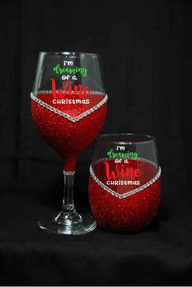 Winey Bitches Co "I'm Dreaming For a Wine Christmas" Holiday Drinkware-Choose your color