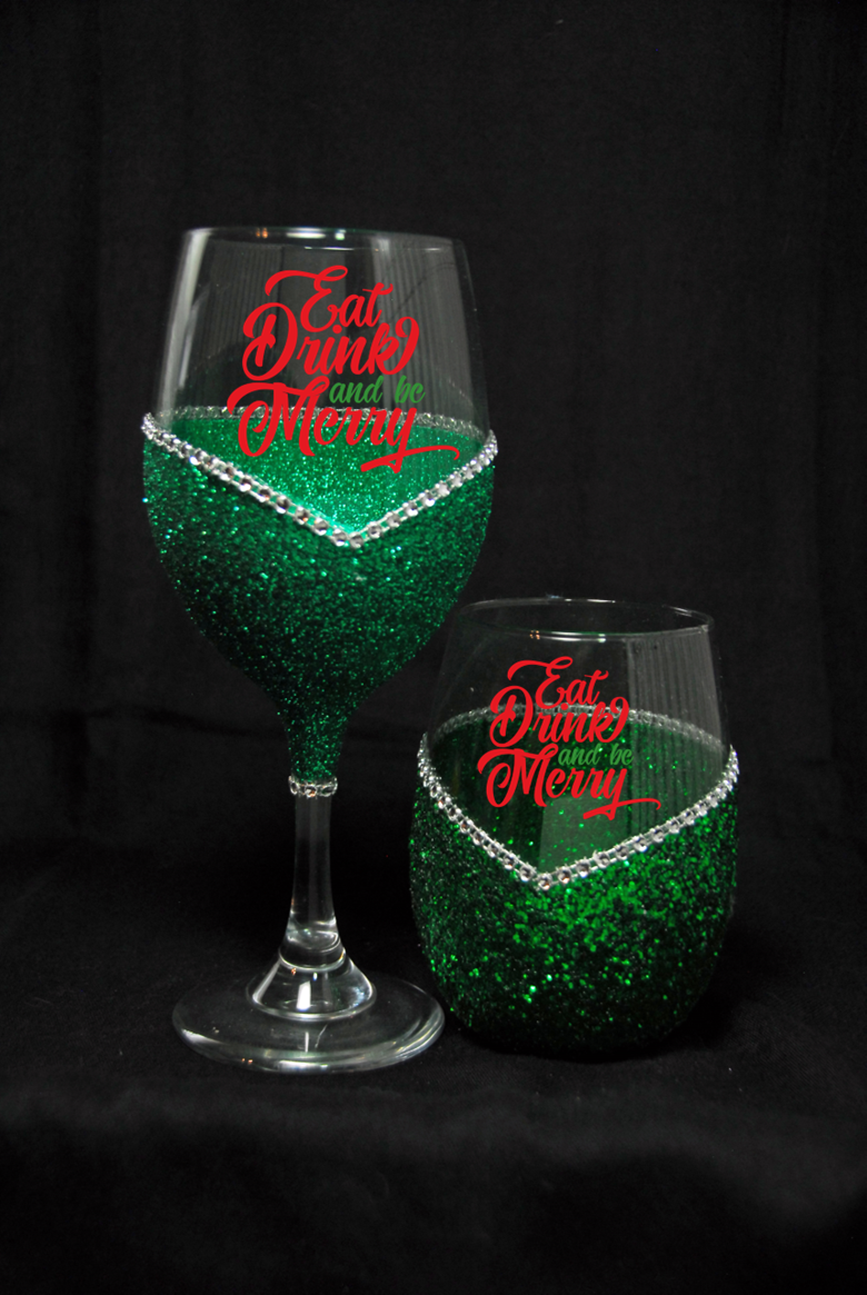 Winey Bitches Co "Eat Drink & Be Merry" Holiday Drinkware-Choose your color