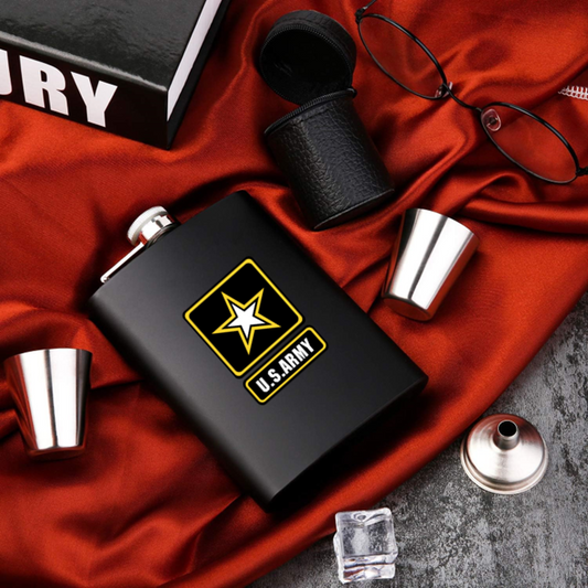 Military Army2 Stainless Steel Flask Matte Black 8 oz. Leak Proof