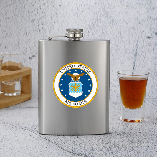 Military Air Force Stainless Steel Flask Silver 8 oz. Leak Proof