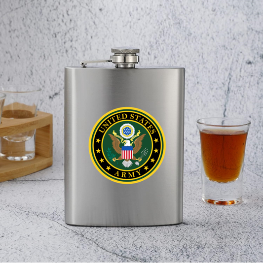 Military Army1 Stainless Steel Flask Silver 8 oz. Leak Proof