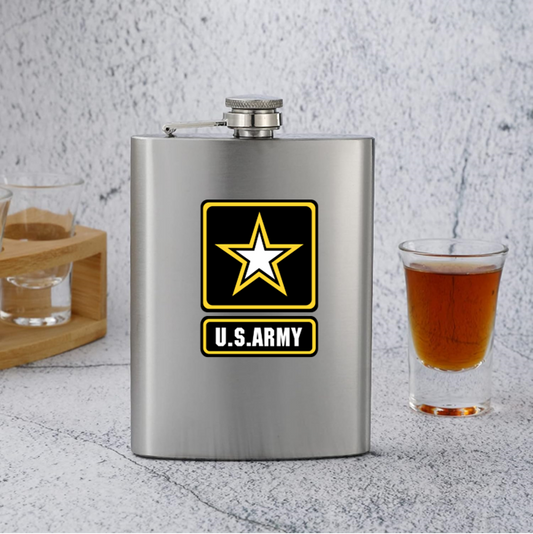 Military Army 2 Stainless Steel Flask Silver 8 oz. Leak Proof