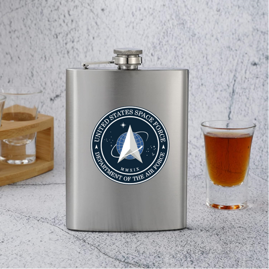 Military Space Force Stainless Steel Flask Silver 8 oz. Leak Proof