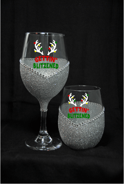 Winey Bitches Co Funny "Getting Blitzened" Holiday Drinkware-Choose your color