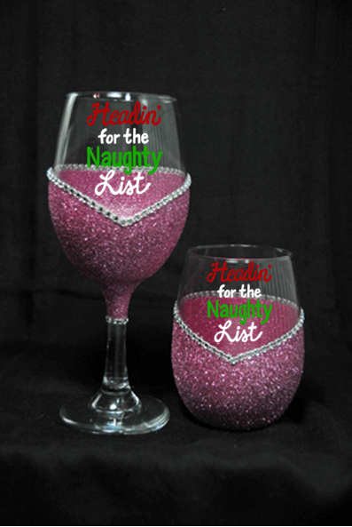 Winey Bitches Co "Headin' For The Naughty List" Holiday Drinkware-Choose your color