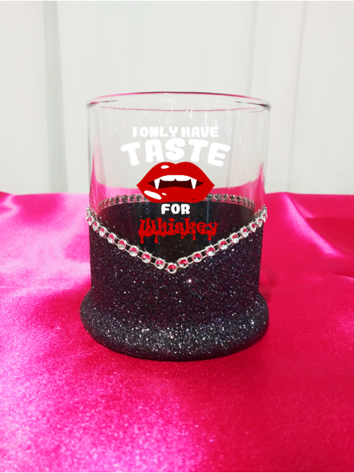 I Only Have Taste for Whiskey-Halloween Blinged Whiskey-Highball Glasses-Choose Color