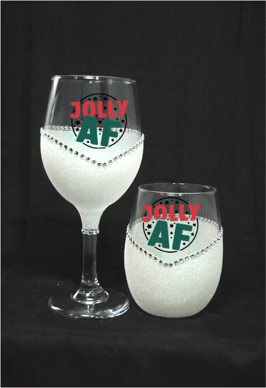 Winey Bitches Co Funny "Jolly AF" Holiday Drinkware-Choose your color