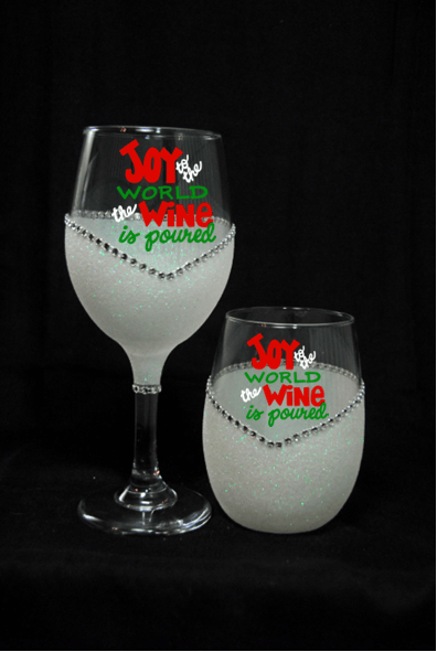 Winey Bitches Co "Joy to the World the Wine is Poured" Holiday Drinkware-Choose your color