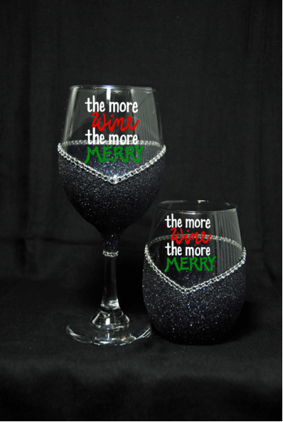 Winey Bitches Co The More Wine The More Merry. Holiday Drinkware-Choose your color