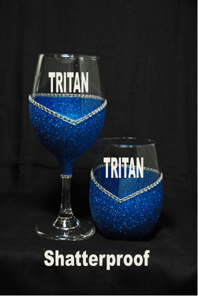 TRITAN Shatterproof Bling Stem or Stemless Wine Glasses-Choose your color