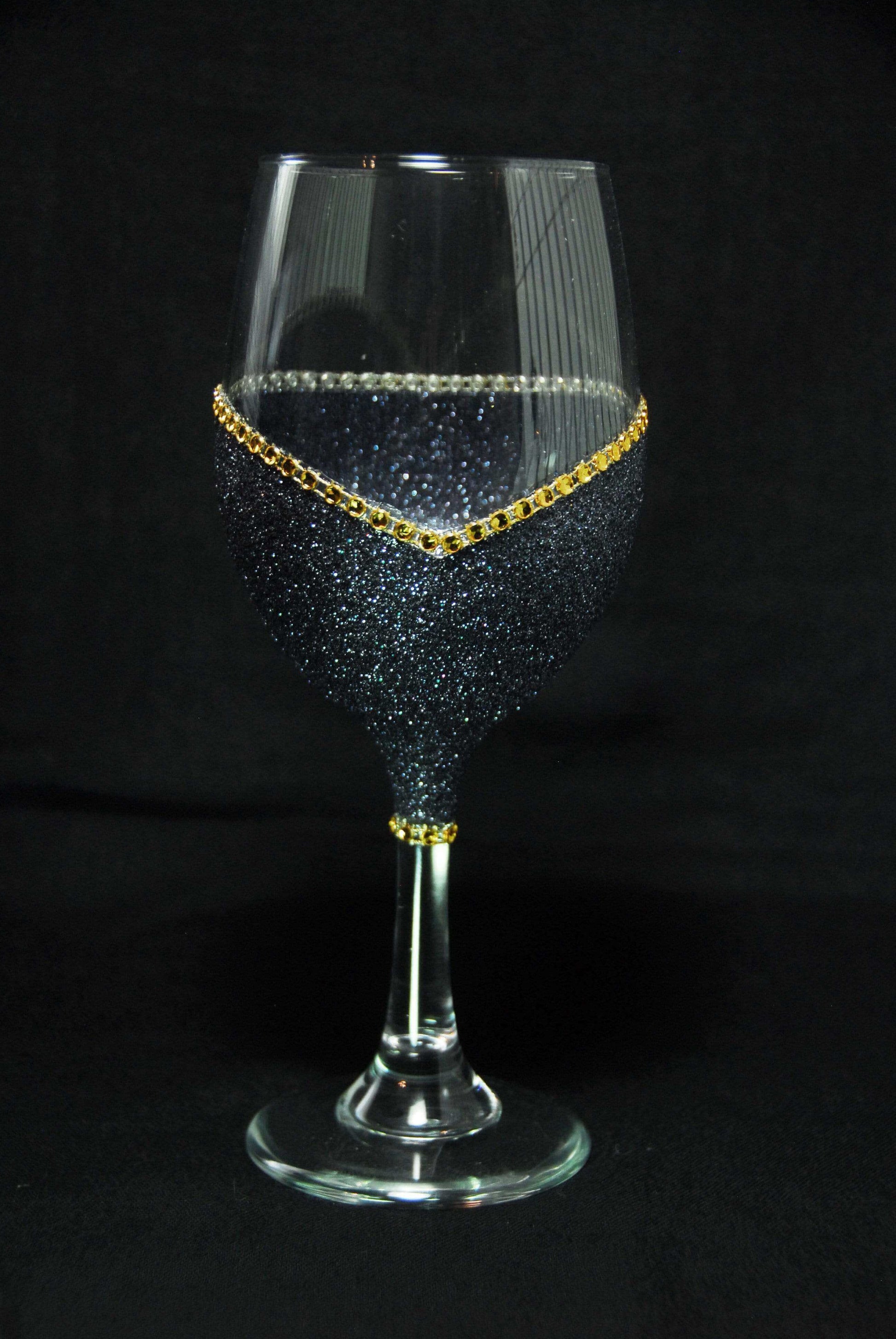 Drinkware Black-Gold / Stem Winey Bitches Co Drink Drank Drunk Bling Stem or Stemless Wine Glasses-Choose your color WineyBitchesCo