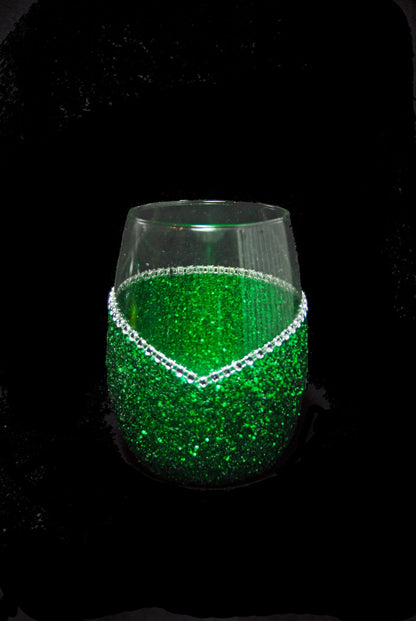 Drinkware Green / Stemless Winey Bitches Co Drink Drank Drunk Bling Stem or Stemless Wine Glasses-Choose your color WineyBitchesCo