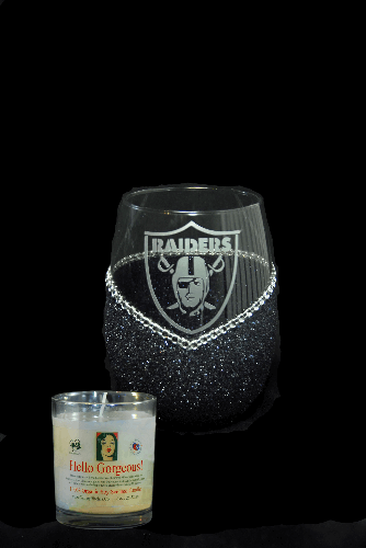 LV Raiders "Bling" V Style Convertible Candle Glass Set-Choose your color.