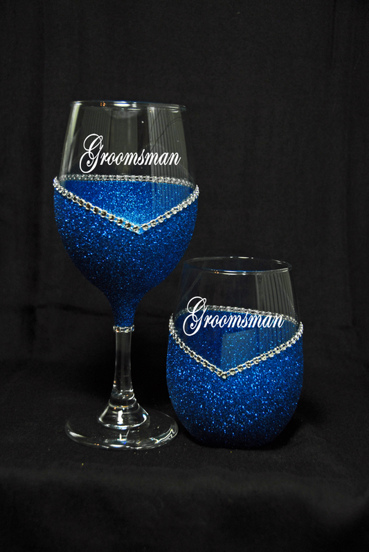 Winey Bitches Groomsman, Wedding Day-Wedding Party Handmade Wine Glass- Choose your color, Stem or Stemless - WineyBitches.Co - Winey Bitches
