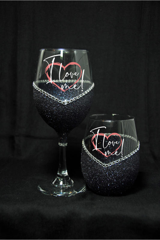 Winey Bitches Co "I Love Me" Valentines Day Wine Glass- Choose your color, Stem or Stemless