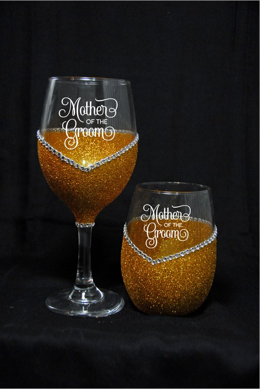 Winey Bitches Mother Of The Groom, Wedding Day-Wedding Party Handmade Wine Glass- Choose your color, Stem or Stemless - WineyBitches.Co - Winey Bitches