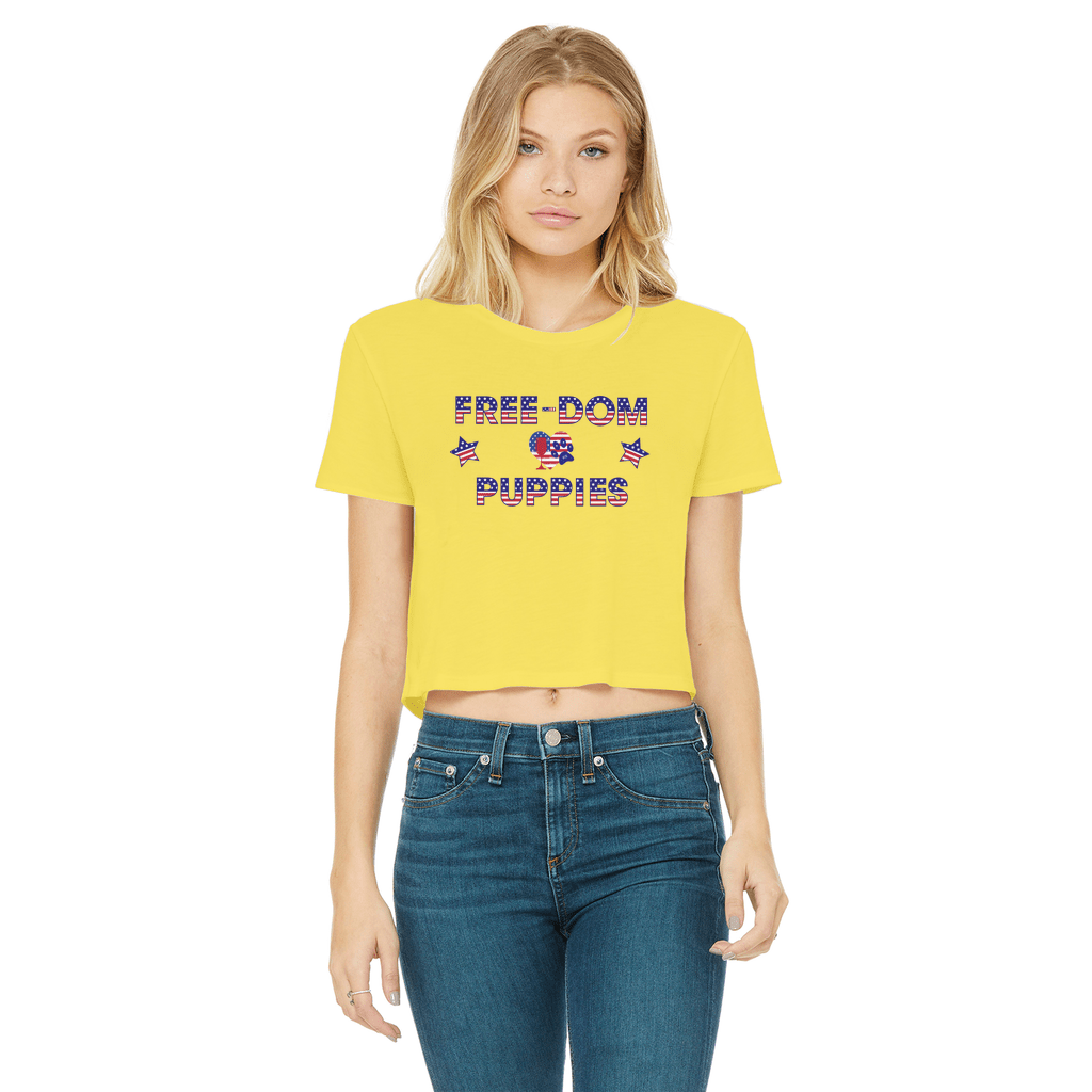 Apparel Daisy / Female / S WineyBitches.Co Free-Dom Puppies Classic Women's Cropped Raw Edge T-Shirt WineyBitchesCo