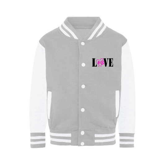 Apparel Heather Grey / White / XS WineyBitches.co "Love Paw"- Varsity Jacket WineyBitchesCo