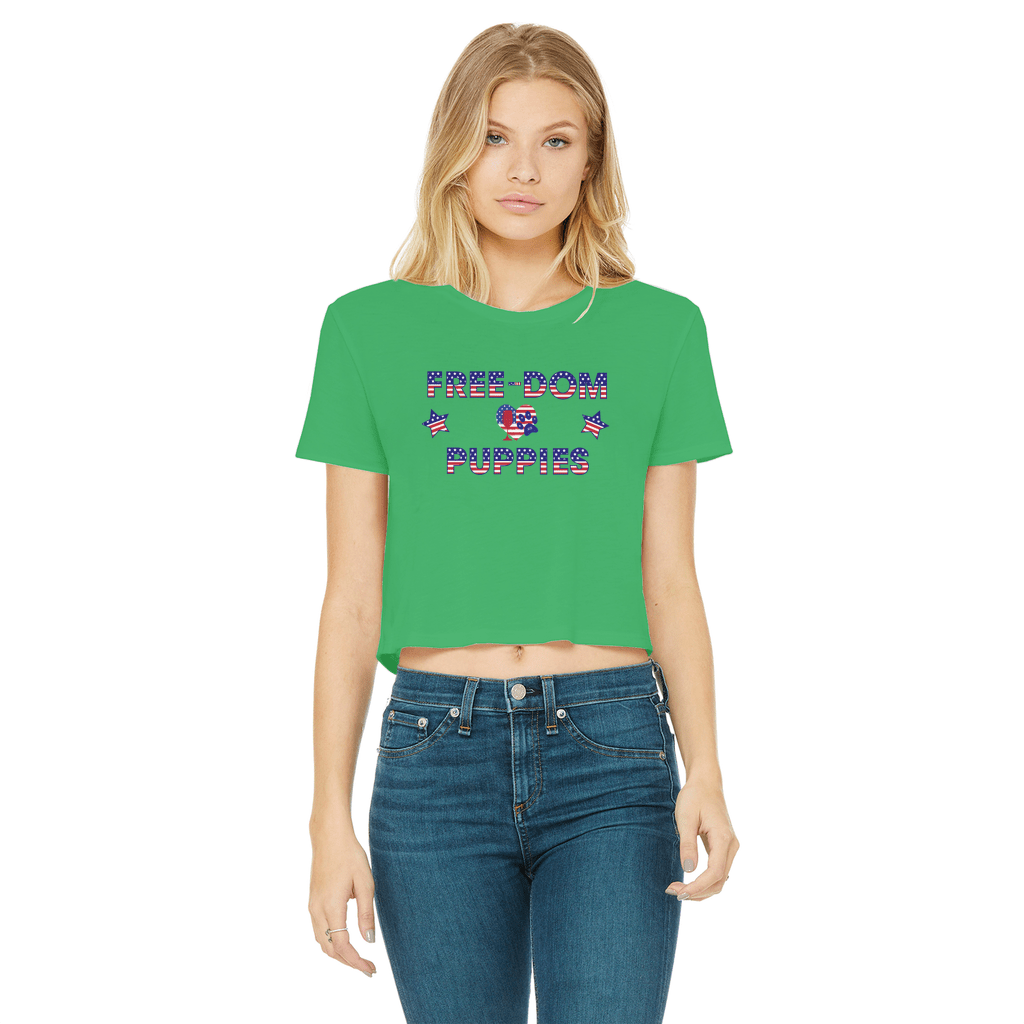 Apparel Irish Green / Female / S WineyBitches.Co Free-Dom Puppies Classic Women's Cropped Raw Edge T-Shirt WineyBitchesCo