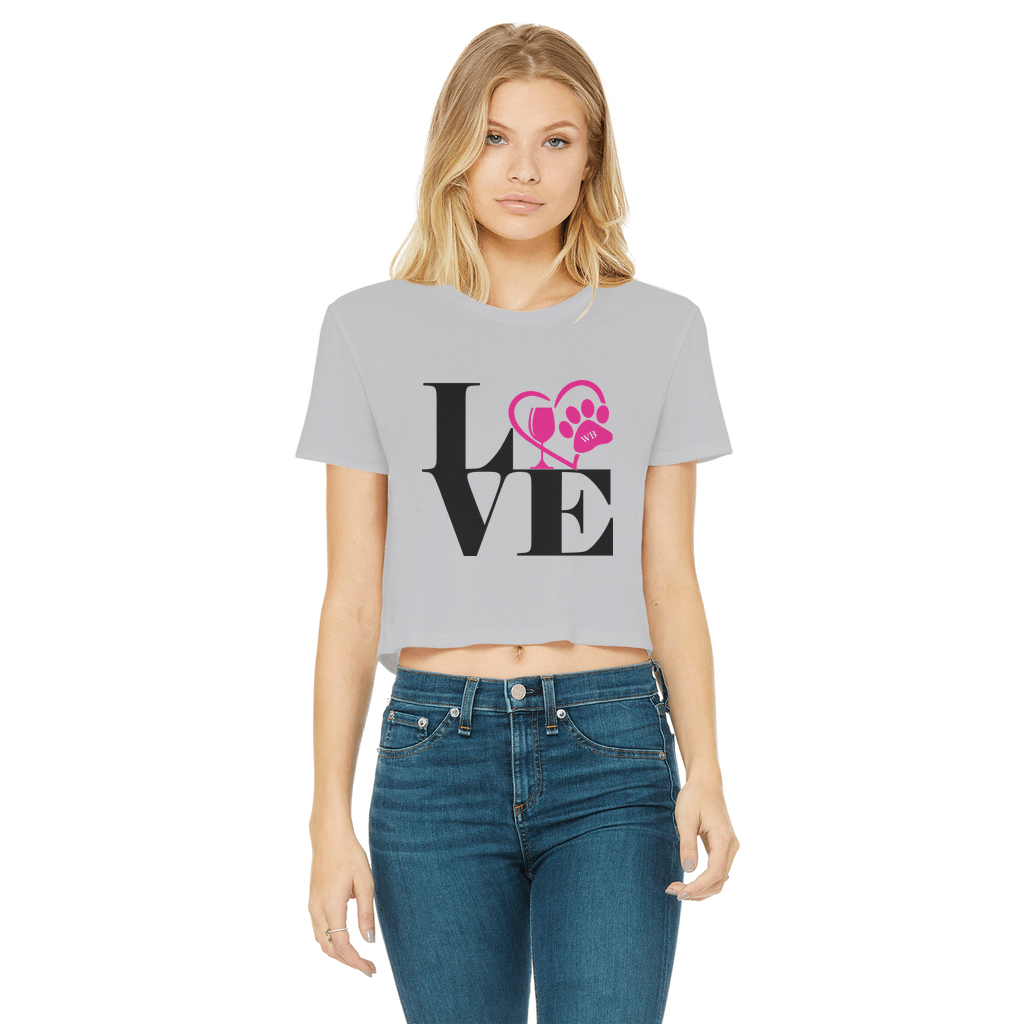 Apparel Light Grey / Female / S WineyBitches.Co Love Paw 2 Classic Women's Cropped Raw Edge T-Shirt WineyBitchesCo