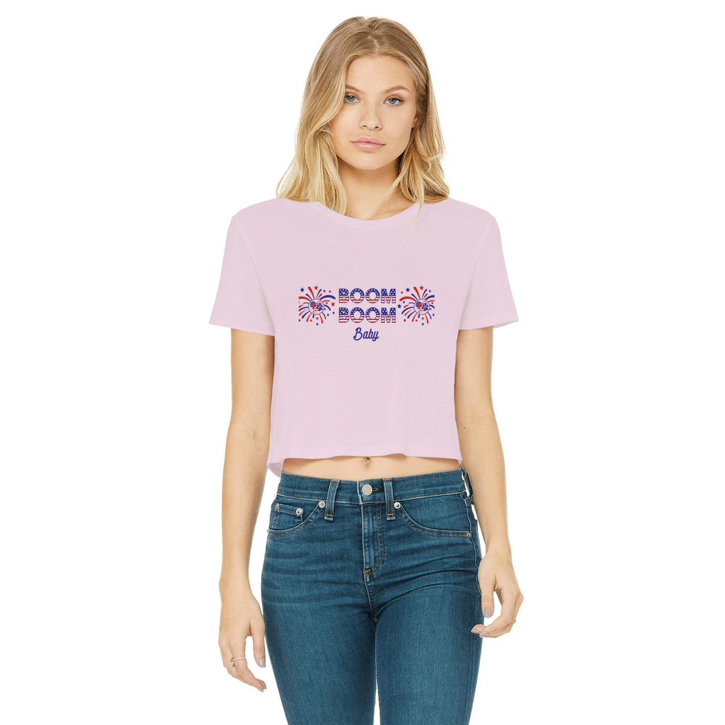 Apparel Light Pink / Female / S Winey Bitches Co "Boom Boom Baby" Cropped Raw Edge Tee WineyBitchesCo