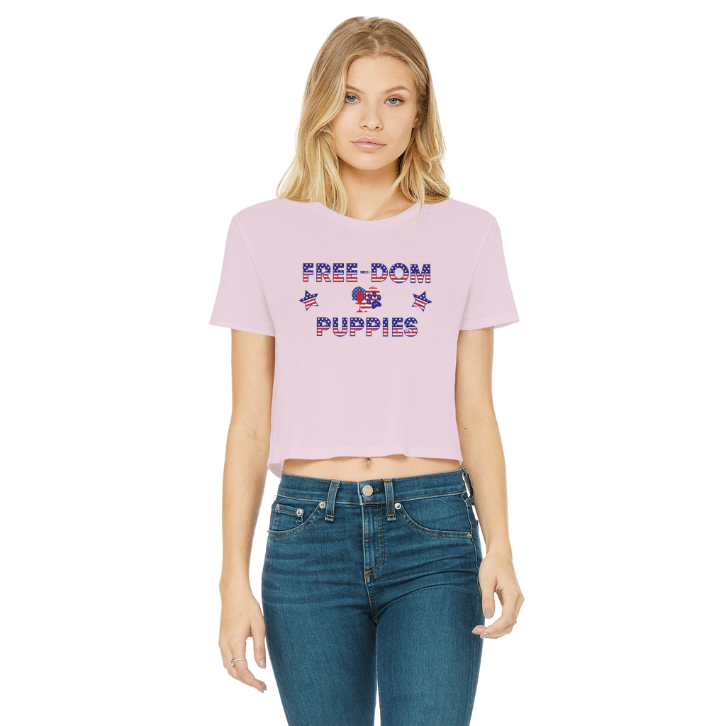 Apparel Light Pink / Female / S WineyBitches.Co Free-Dom Puppies Classic Women's Cropped Raw Edge T-Shirt WineyBitchesCo