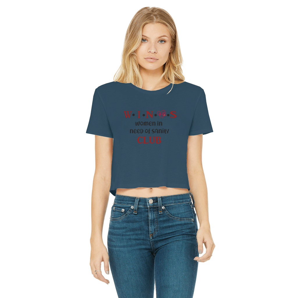 Apparel Navy / Female / S WineyBitches.Co Winos Club Classic Women's Cropped Raw Edge T-Shirt WineyBitchesCo