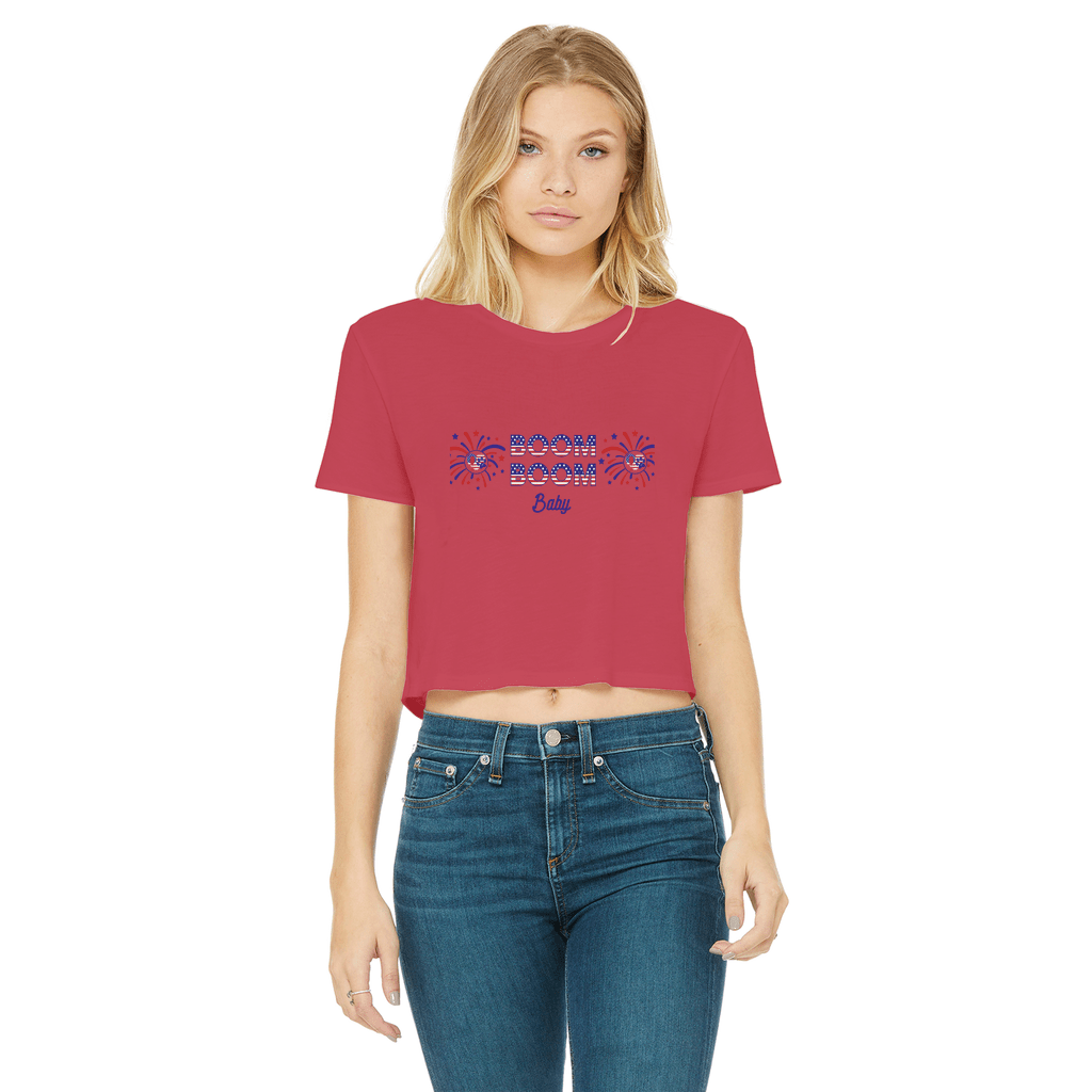 Apparel Red / Female / S Winey Bitches Co "Boom Boom Baby" Cropped Raw Edge Tee WineyBitchesCo