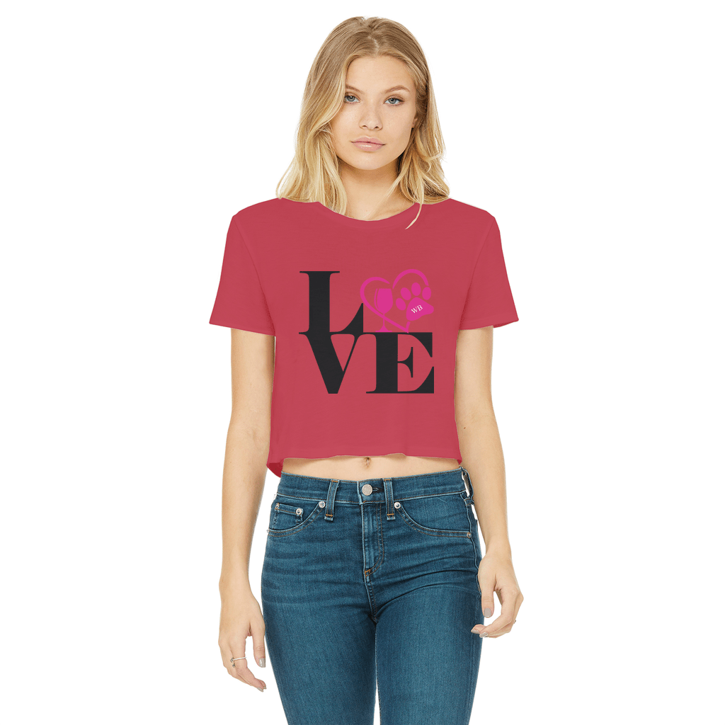 Apparel Red / Female / S WineyBitches.Co Love Paw 2 Classic Women's Cropped Raw Edge T-Shirt WineyBitchesCo