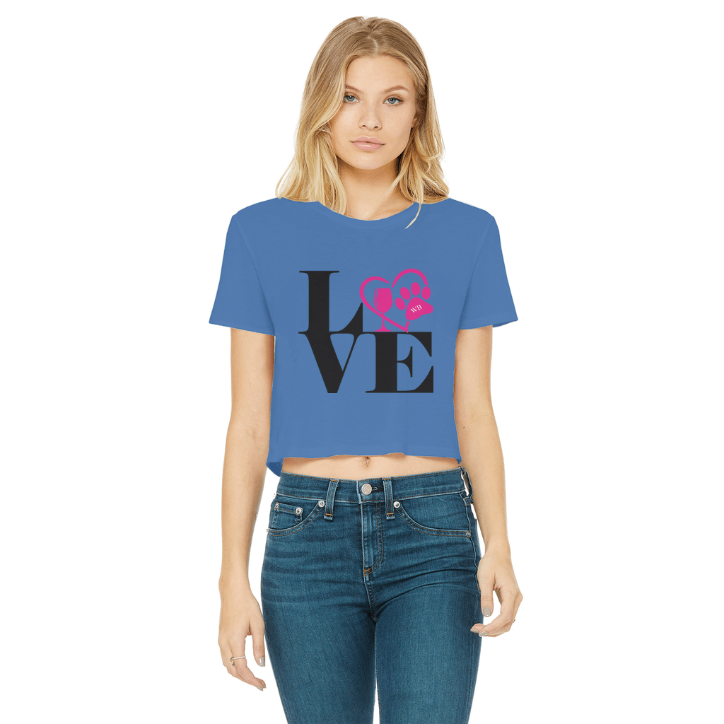 Apparel Royal Blue / Female / S WineyBitches.Co Love Paw 2 Classic Women's Cropped Raw Edge T-Shirt WineyBitchesCo