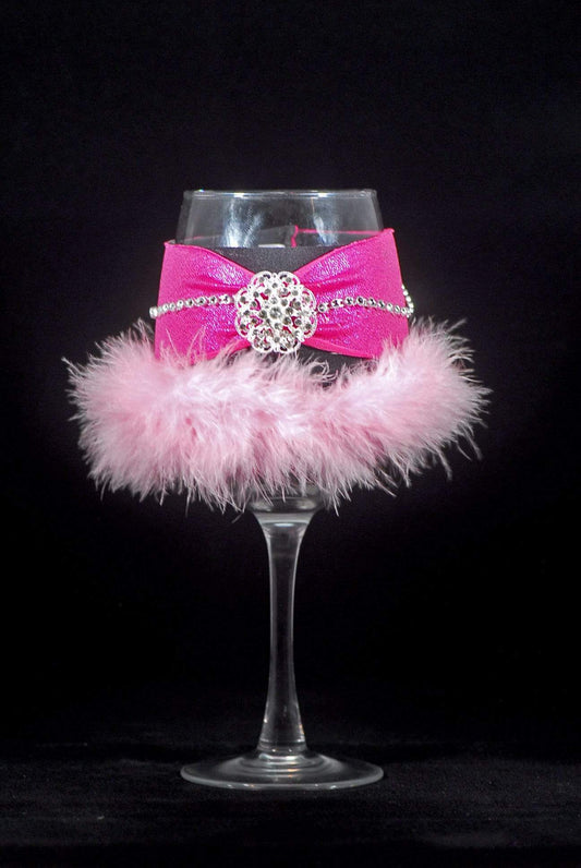 Barware E-Pink with Light Pink Trim Feathers wirh Rhinestones and Jewel Winey Bitches Co "Jeweled or Sequined" Floozie Coozies-Choose Your Style... WineyBitchesCo