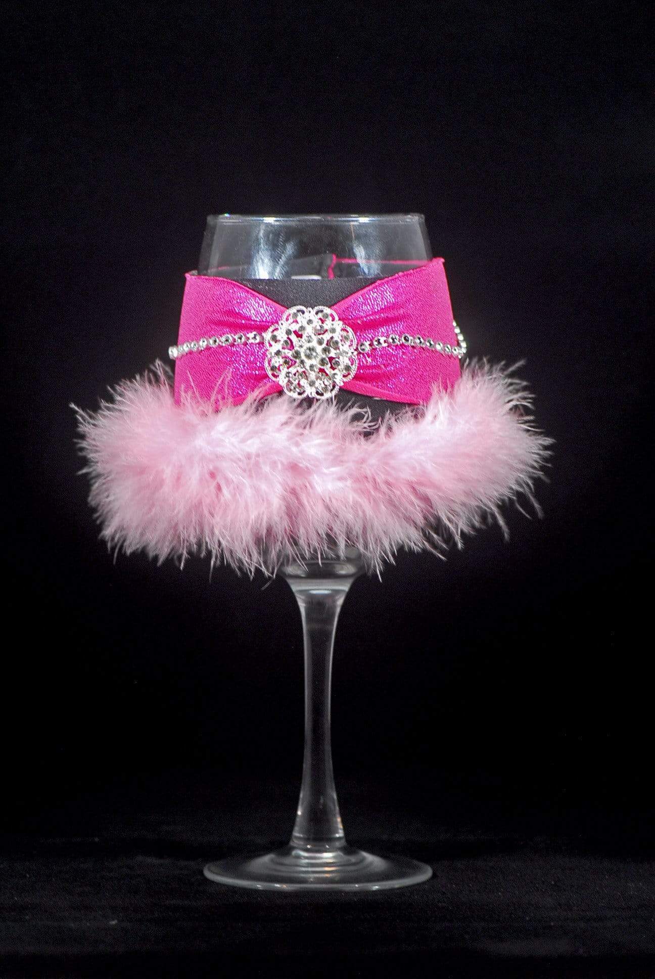 Barware E-Pink with Light Pink Trim Feathers wirh Rhinestones and Jewel Winey Bitches Co "Jeweled or Sequined" Floozie Coozies-Choose Your Style... WineyBitchesCo