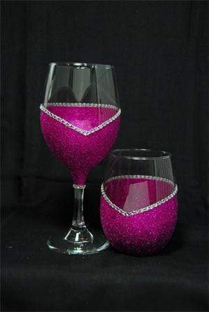 Barware Fushia / Stem Winey Bitches Co ""Nice With A Hint Of Naughty" Holiday Drinkware-Choose your color WineyBitchesCo
