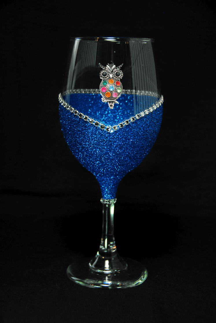 Barware Multi Colored Bling Owl Winey Bitches Co Rhinestone Owl- Tipsy Sips (Magnetic bling charm for Drinkware) WineyBitchesCo