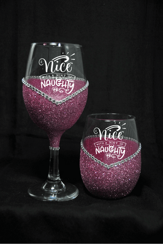 Barware Pink / Stem Winey Bitches Co ""Nice With A Hint Of Naughty" Holiday Drinkware-Choose your color WineyBitchesCo