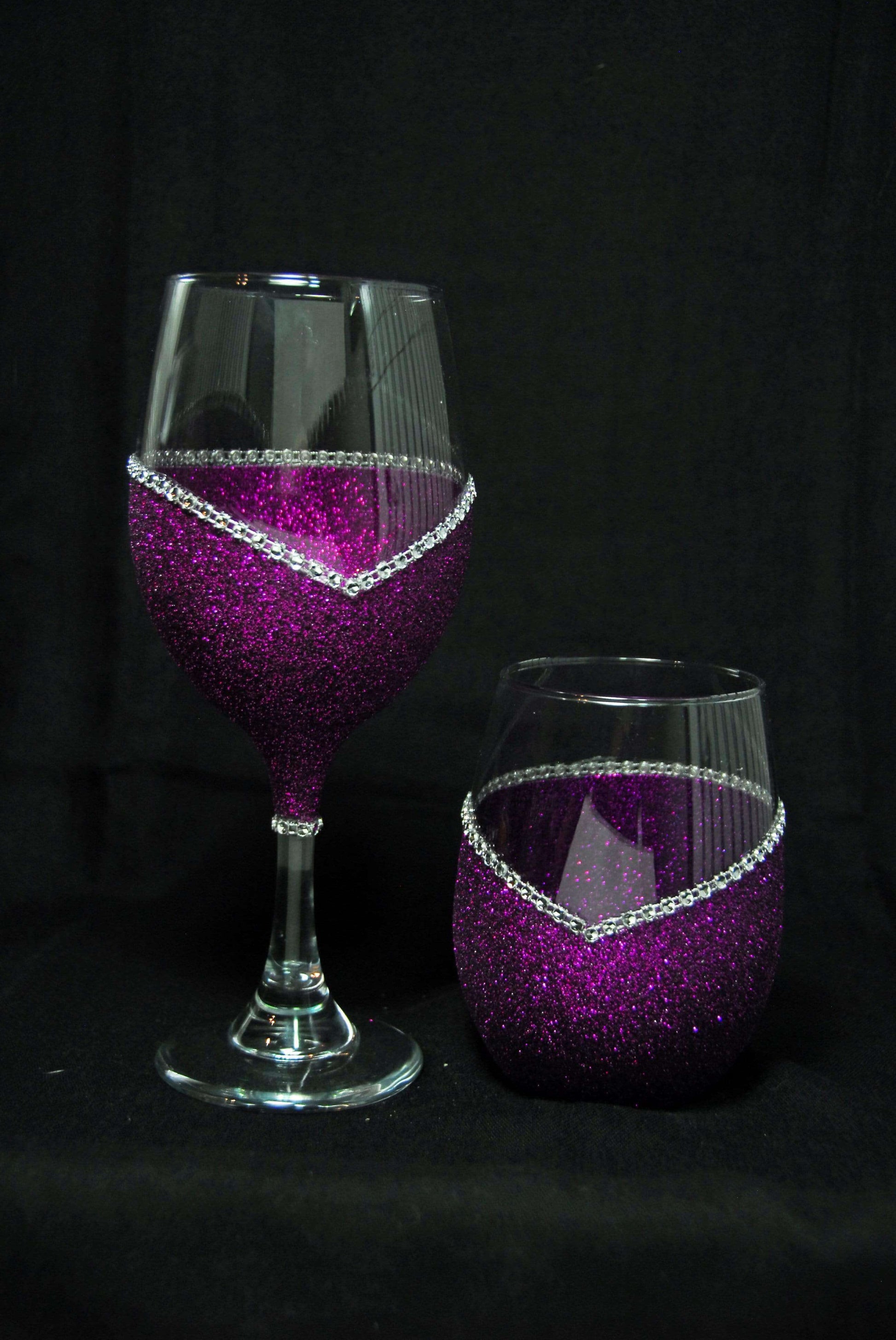 Barware Purple / Stem Winey Bitches Co ""Nice With A Hint Of Naughty" Holiday Drinkware-Choose your color WineyBitchesCo