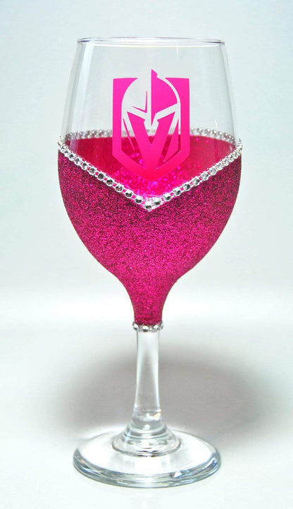 Candles Fushia-Silver Rhinestones-Pink Logo-Stem Winey Bitches Co LV Golden Knights "Bling" Convertible Candle Glass Set -Choose your color WineyBitchesCo