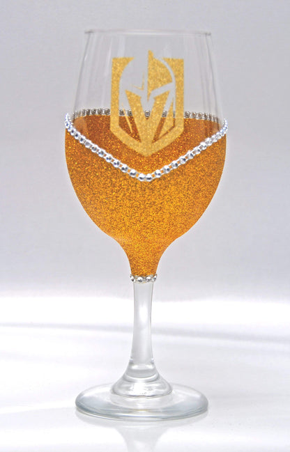 Candles Gold- Silver Rhinestones-Gold Logo-Stem Winey Bitches Co LV Golden Knights "Bling" Convertible Candle Glass Set -Choose your color WineyBitchesCo