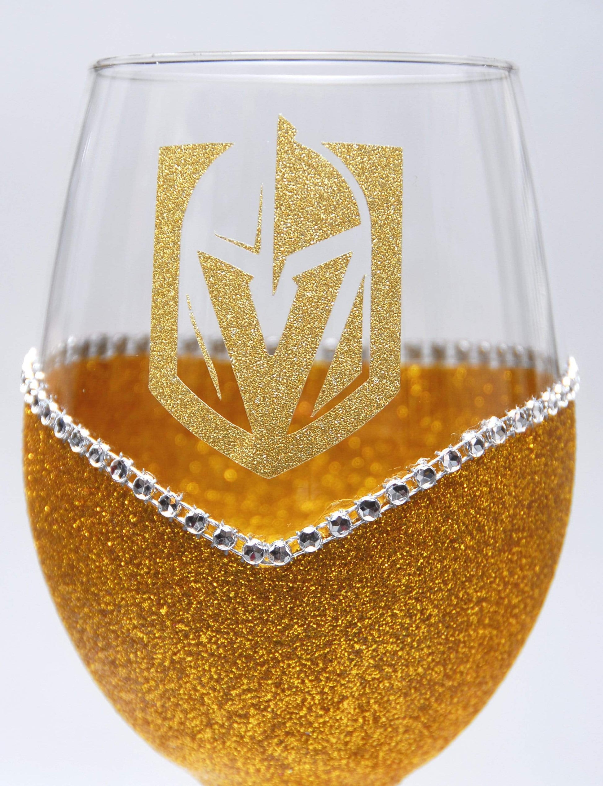 Candles Gold- Silver Rhinestones-Gold Logo-Stemless Winey Bitches Co LV Golden Knights "Bling" Convertible Candle Glass-Choose your color WineyBitchesCo