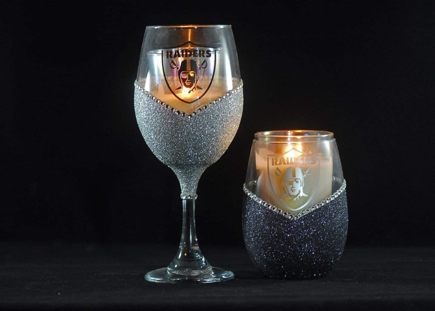  Glitter Wine Glass Set - Silver & Gold Fire