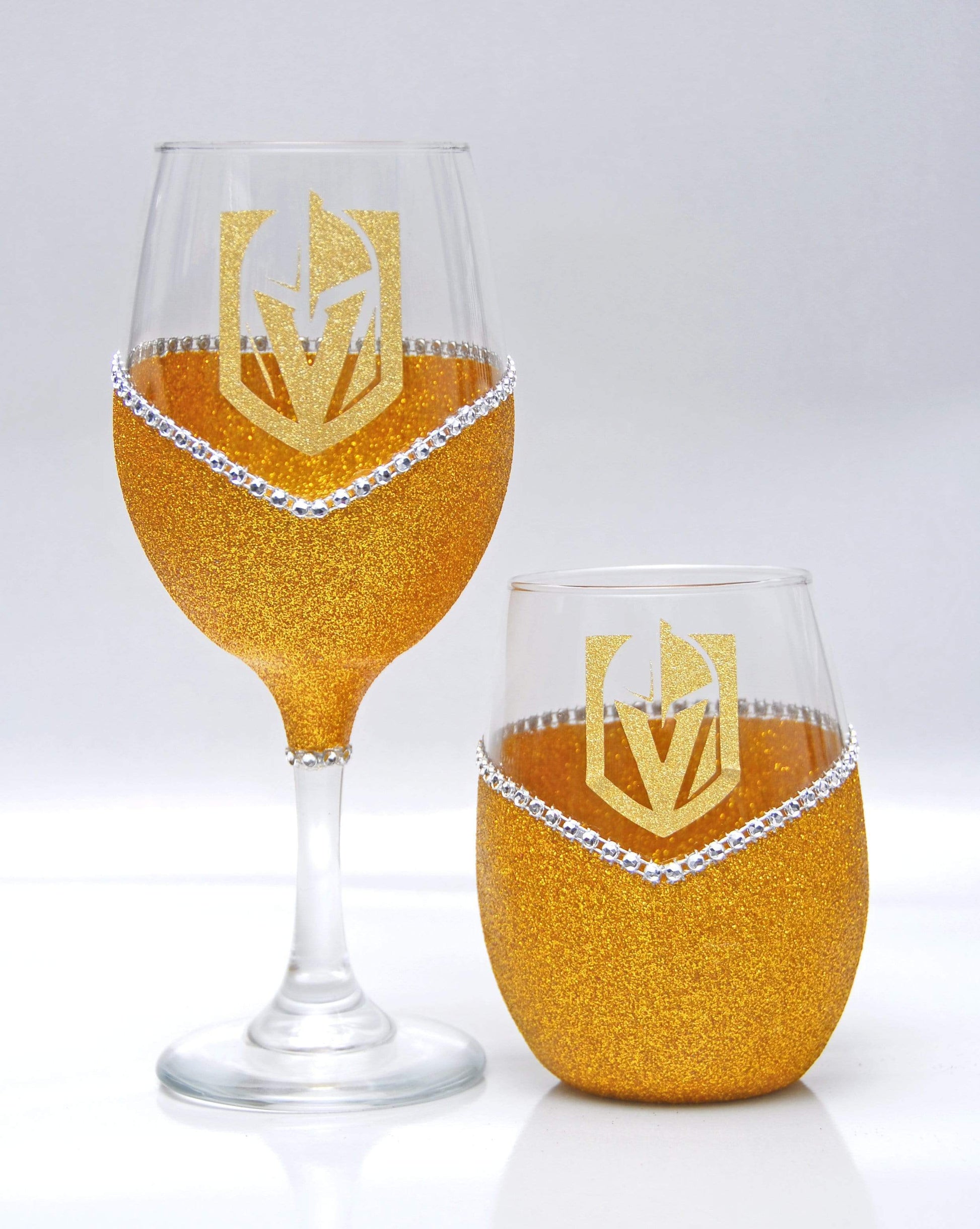 Candles Winey Bitches Co LV Golden Knights "Bling" Convertible Candle Glass Set -Choose your color WineyBitchesCo