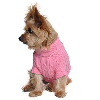 Combed Cotton Cable Knit Dog Sweater - Candy Pink - Winey Bitches - Wine- Women- K9's