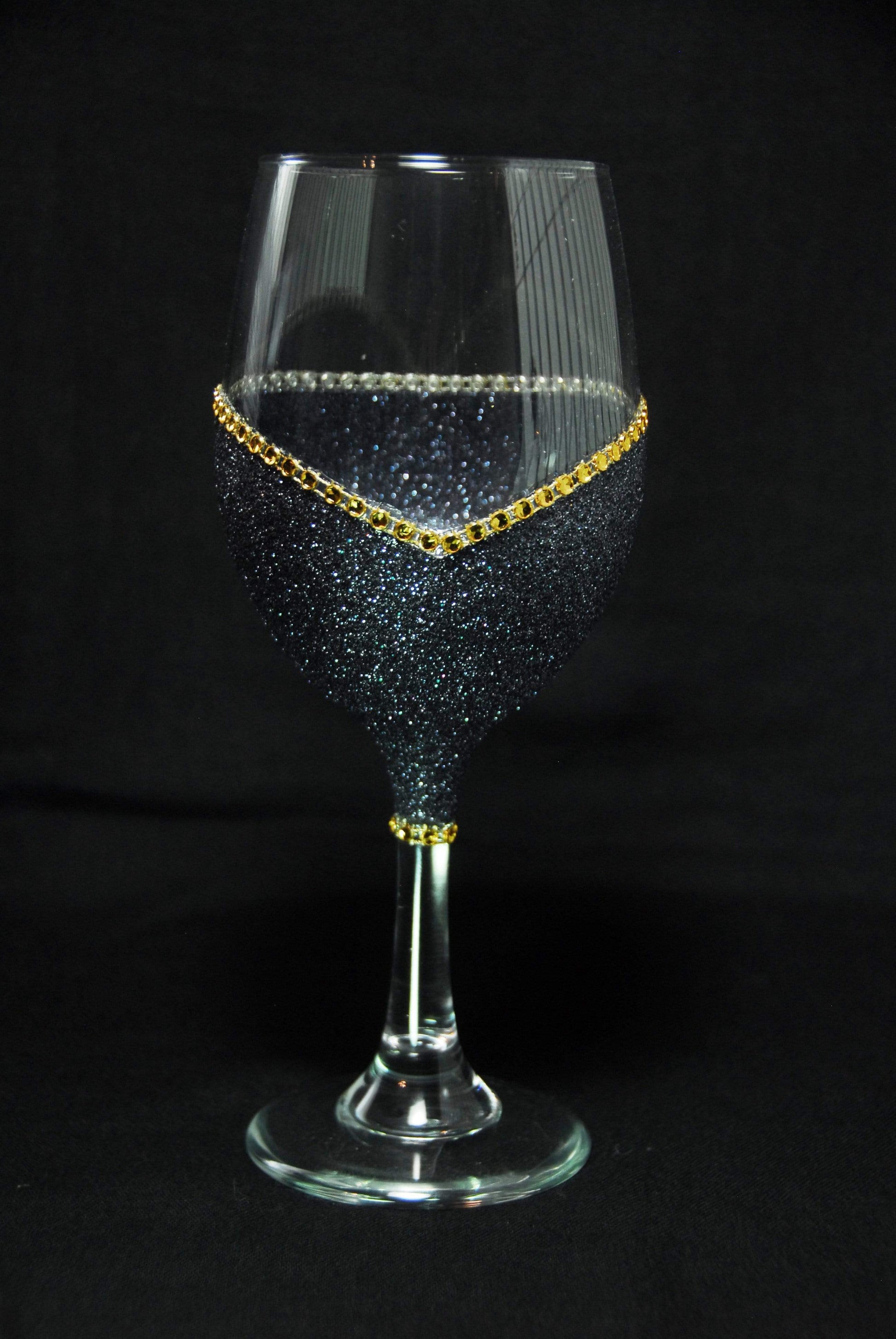Drinkware Black-Gold / Stem Winey Bitches Co Bra Off, Hair Up,Wine Poured Bling Stem or Stemless Wine Glasses-Choose your color WineyBitchesCo