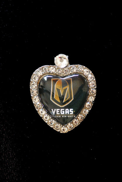 Drinkware E-VGN Black Heart Tipsy Sip1 1/8" X 7/8" Winey Bitches Co Tipsy Sips Las Vegas Golden Knights "Magnetic Bling for your Glass" Many styles to choose from WineyBitchesCo