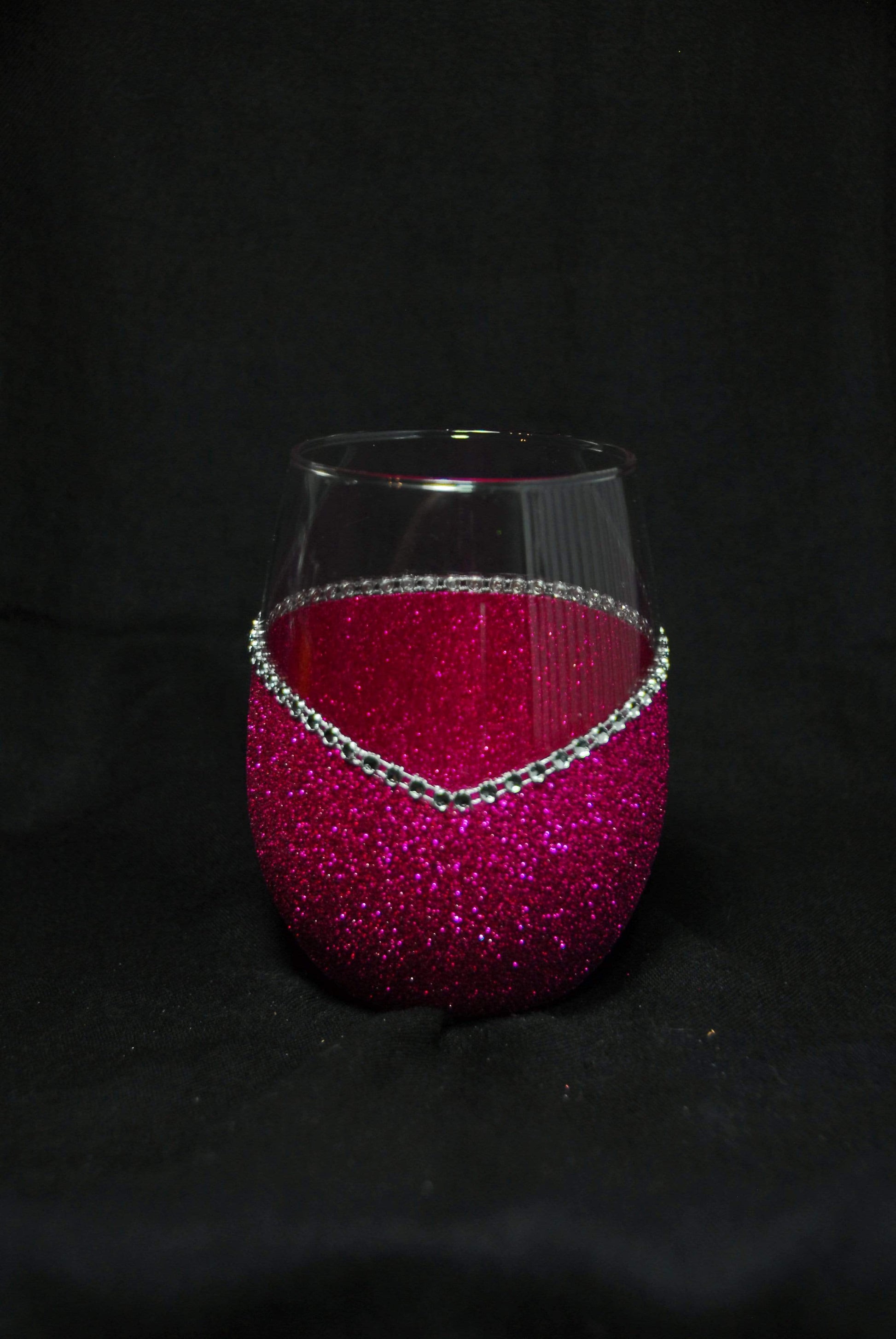 Drinkware Fushia / Stemless Cleveland Indians Bling Stem or Stemless Wine Glasses-Choose your color WineyBitchesCo