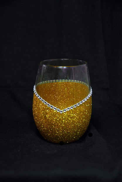 Drinkware Gold / Stemless Cleveland Indians Bling Stem or Stemless Wine Glasses-Choose your color WineyBitchesCo