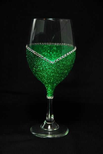 Drinkware Green / Stem Winey Bitches Co Bra Off, Hair Up,Wine Poured Bling Stem or Stemless Wine Glasses-Choose your color WineyBitchesCo