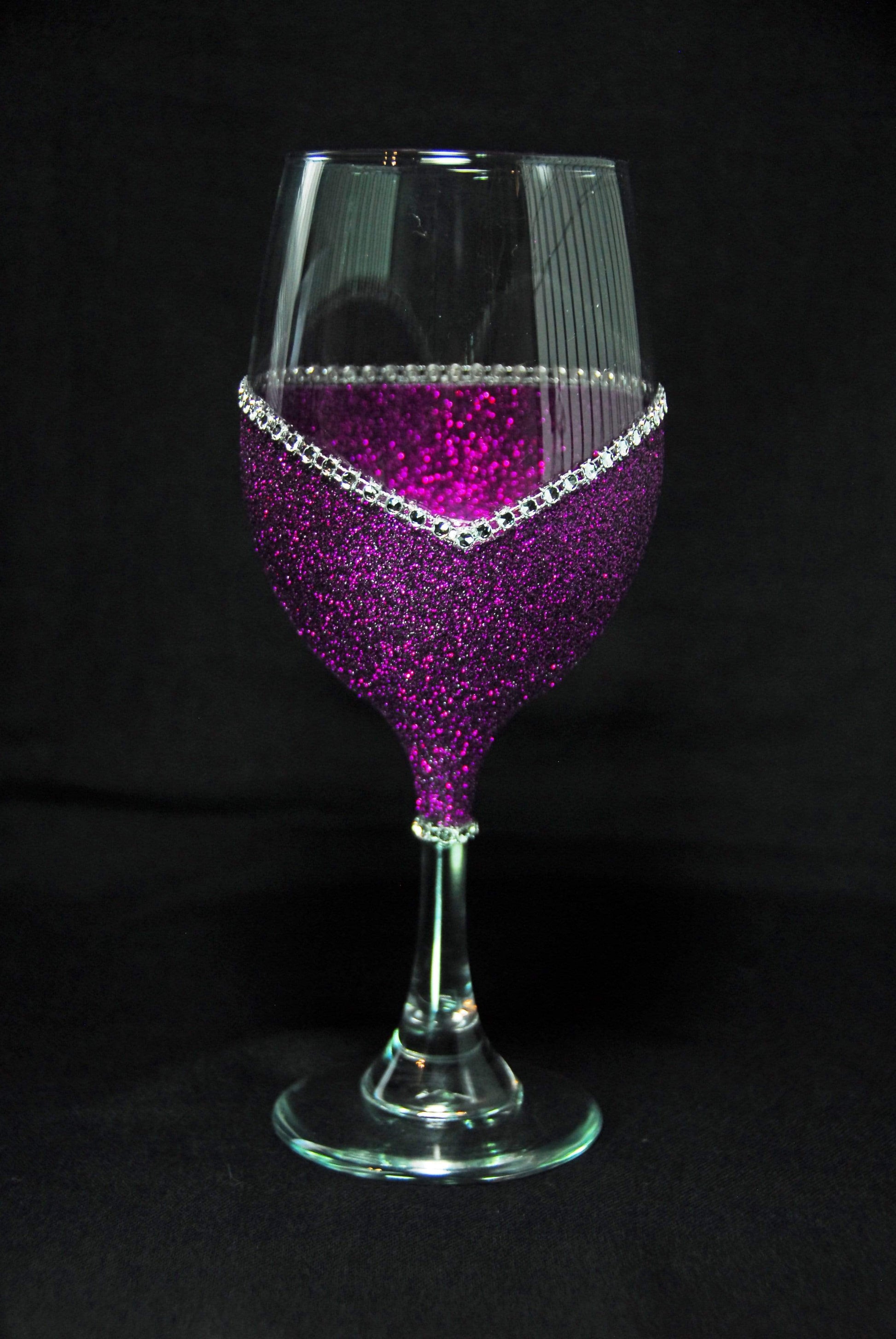 Drinkware Purple / Stem Cleveland Indians Bling Stem or Stemless Wine Glasses-Choose your color WineyBitchesCo