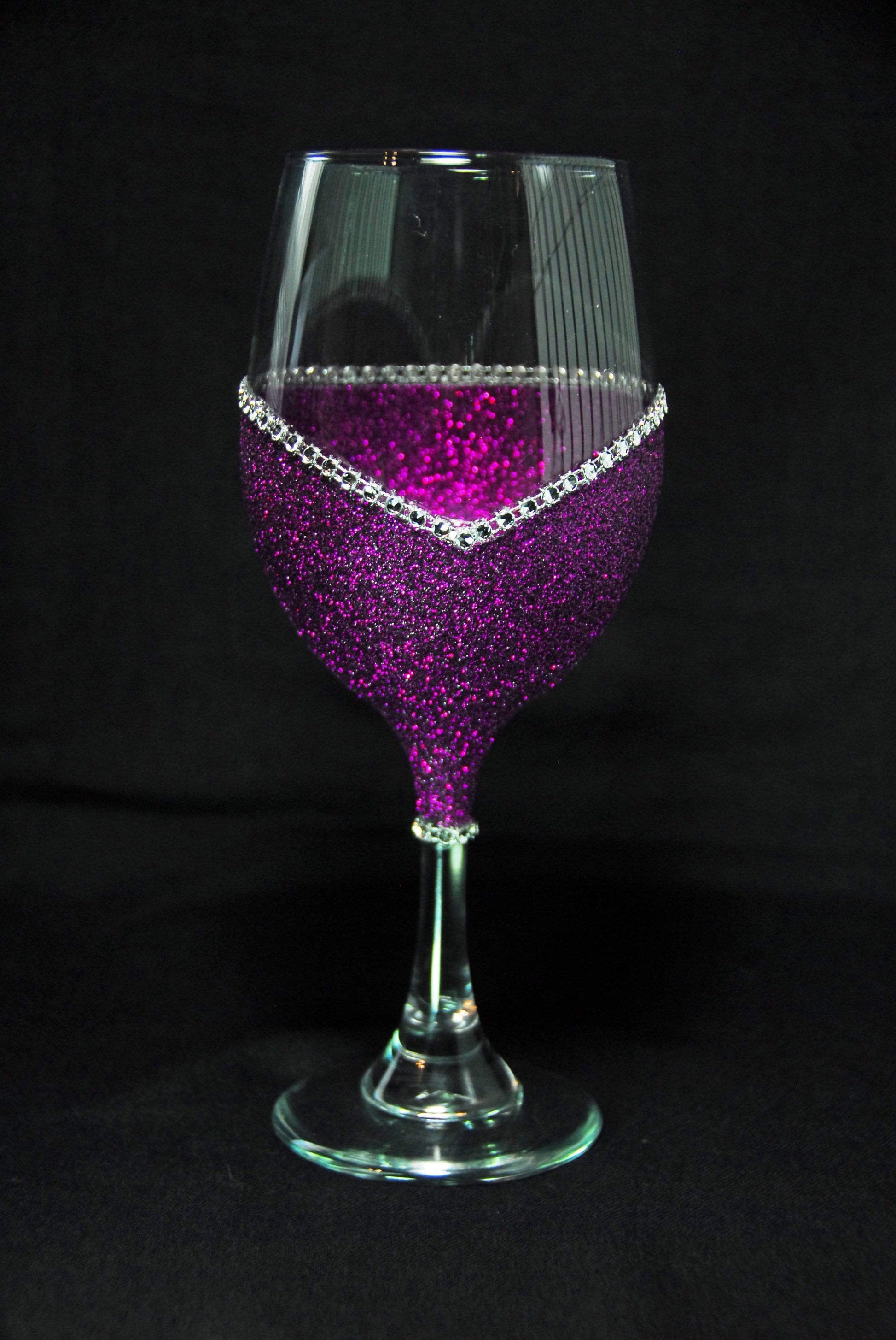 Drinkware Purple / Stem Winey Bitches Co Bra Off, Hair Up,Wine Poured Bling Stem or Stemless Wine Glasses-Choose your color WineyBitchesCo